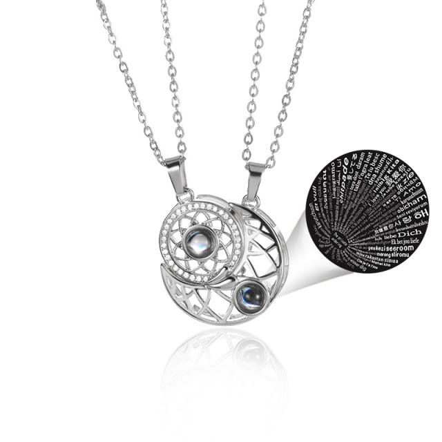 100 Language i love you moon star matching necklace