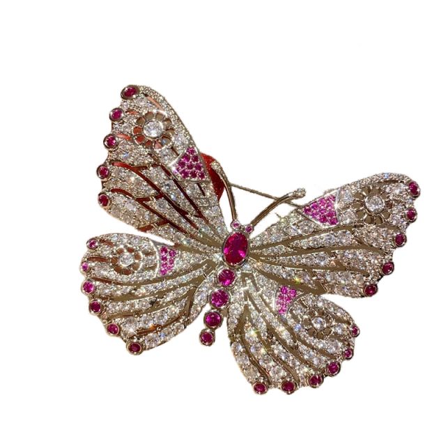 Handmade pave setting diamond butterfly brooch