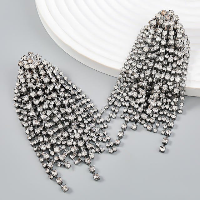 Luxury party design diamond tassel earrings