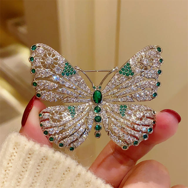 Handmade pave setting diamond butterfly brooch