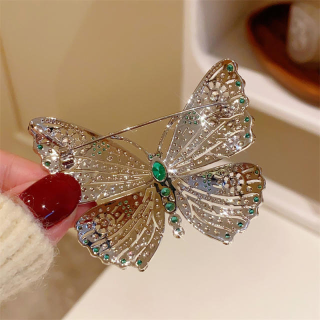 Handmade pave setting diamond butterfly brooch