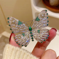 Handmade pave setting diamond butterfly brooch