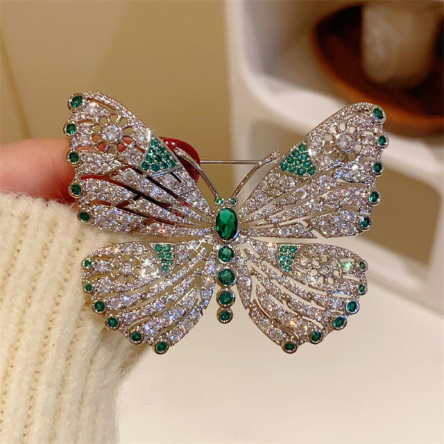 Handmade pave setting diamond butterfly brooch