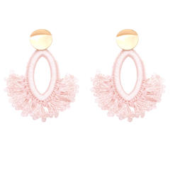 Boho handmade weaving fan shape earrings