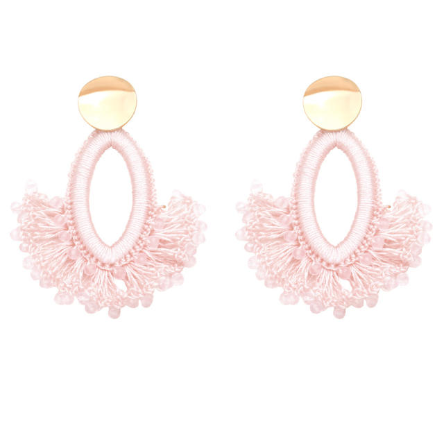Boho handmade weaving fan shape earrings