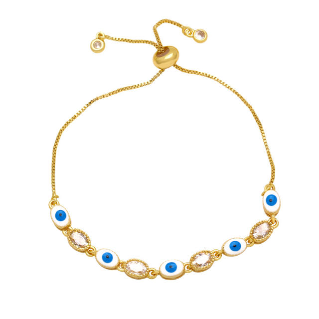 Spring fashionable color evil eye enamel copper bracelet