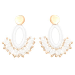 Boho handmade weaving fan shape earrings