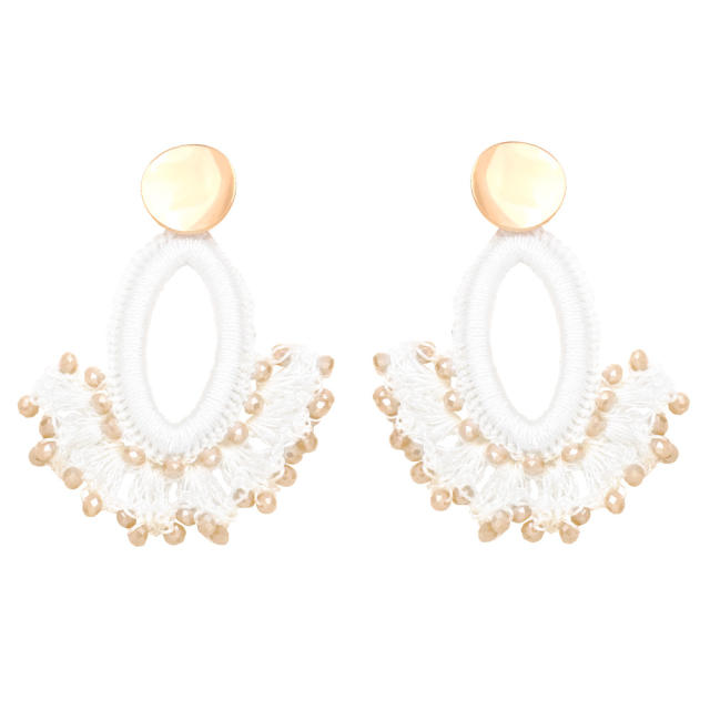 Boho handmade weaving fan shape earrings