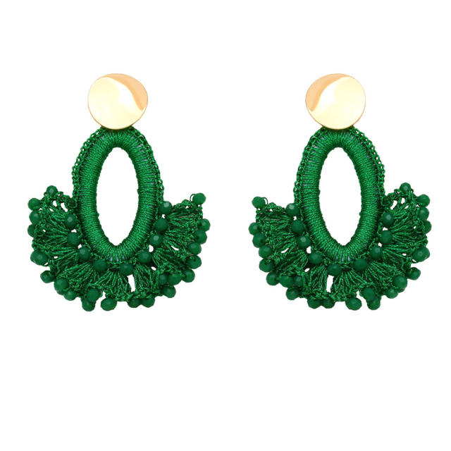 Boho handmade weaving fan shape earrings