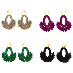 Boho handmade weaving fan shape earrings