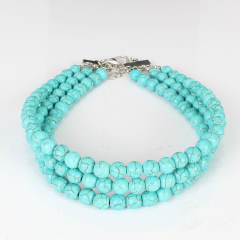 Boho faux turquoise beaded choker necklace