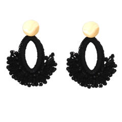 Boho handmade weaving fan shape earrings