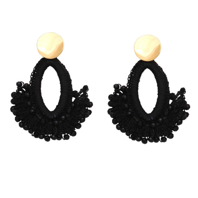 Boho handmade weaving fan shape earrings