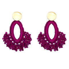 Boho handmade weaving fan shape earrings