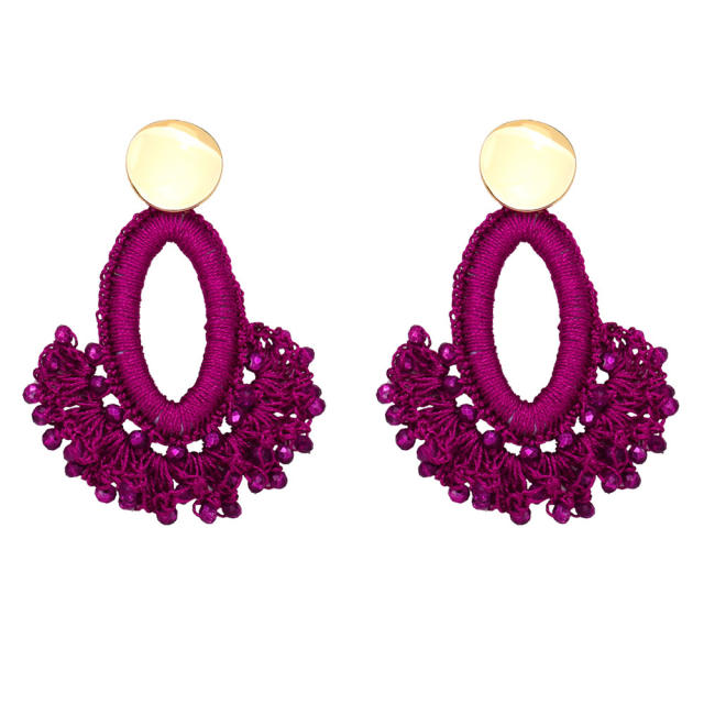 Boho handmade weaving fan shape earrings