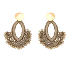 Boho handmade weaving fan shape earrings