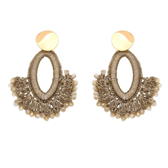 Boho handmade weaving fan shape earrings