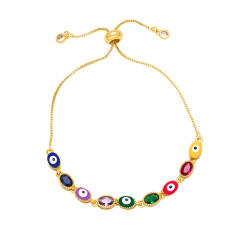 Spring fashionable color evil eye enamel copper bracelet