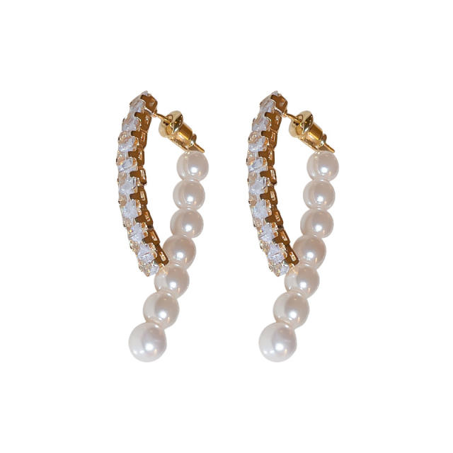 Real gold plated pearl beads jacket earrings