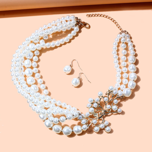 Vintage faux pearl bead necklace set