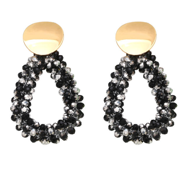 Boho color crystal beads weaving earrings