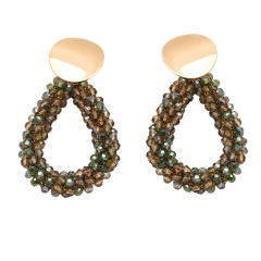 Boho color crystal beads weaving earrings
