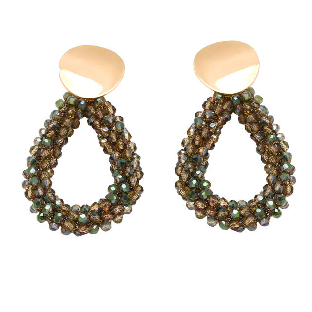 Boho color crystal beads weaving earrings