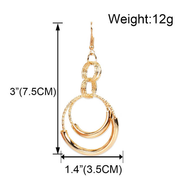 Korean fashion geometric circle dangle earrings