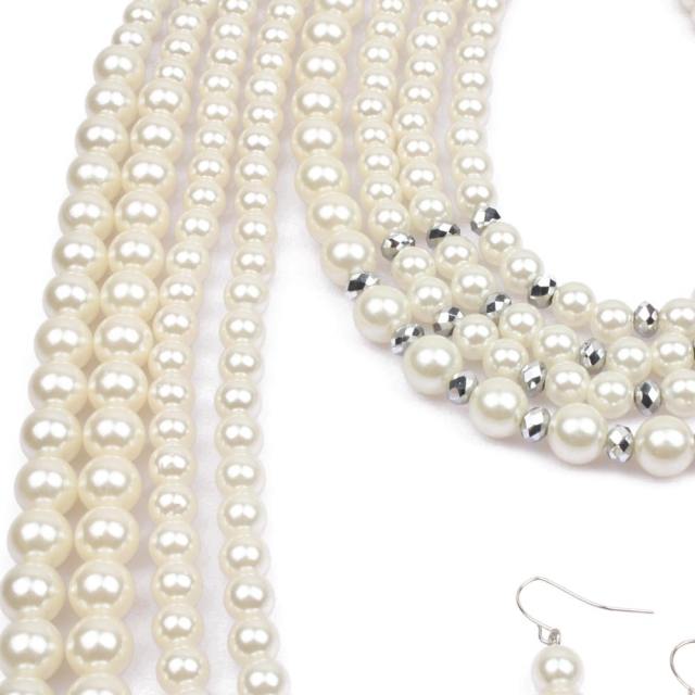 Occident fashion easy match faux pearl bead layer necklace set