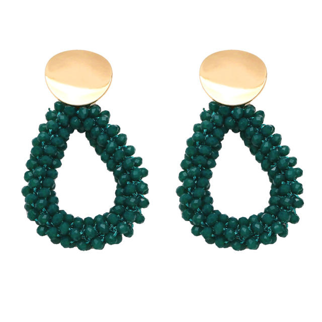 Boho color crystal beads weaving earrings