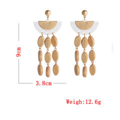 Vintage holiday trend irregular wood tassel earrings