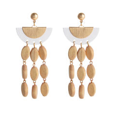 Vintage holiday trend irregular wood tassel earrings