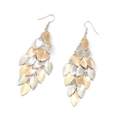 Creative frost two color leaf design earrings