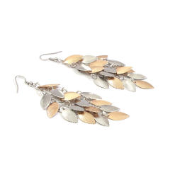 Creative frost two color leaf design earrings