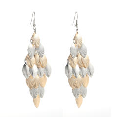 Creative frost two color leaf design earrings