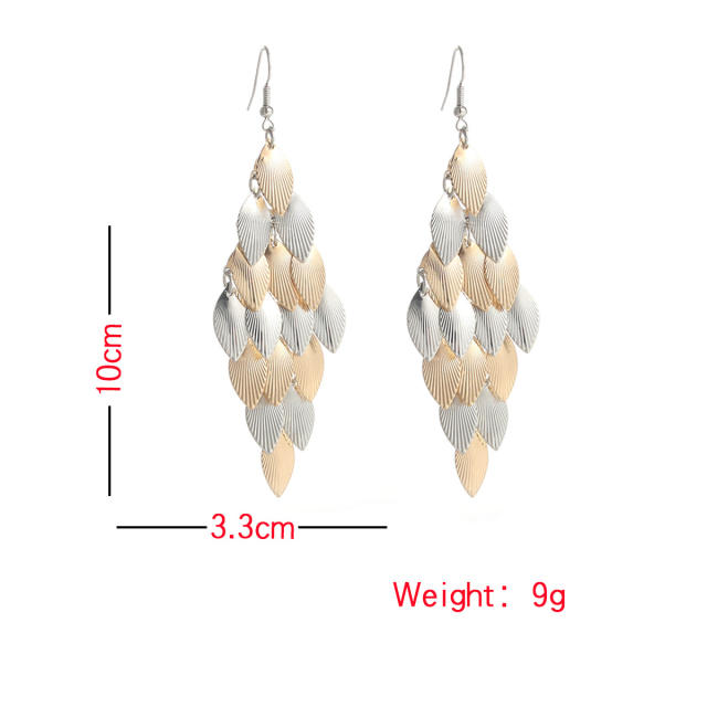 Creative frost two color leaf design earrings