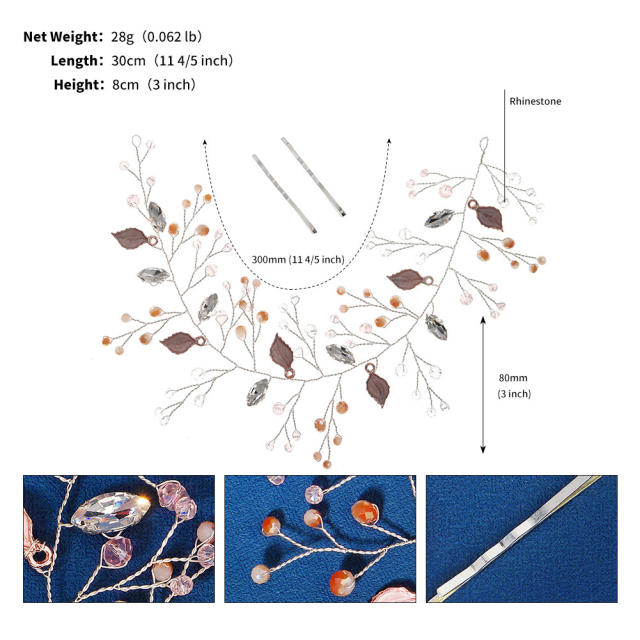 Korean fashion handmade leaf wedding hair pieces