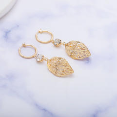 Boho hollow leaf dangle earrings