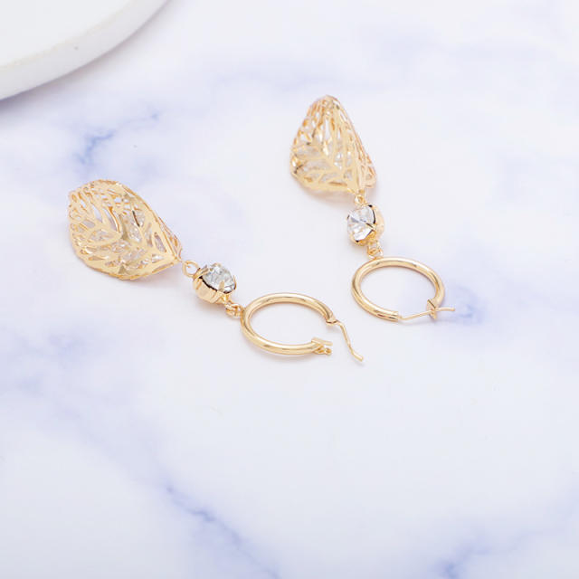 Boho hollow leaf dangle earrings