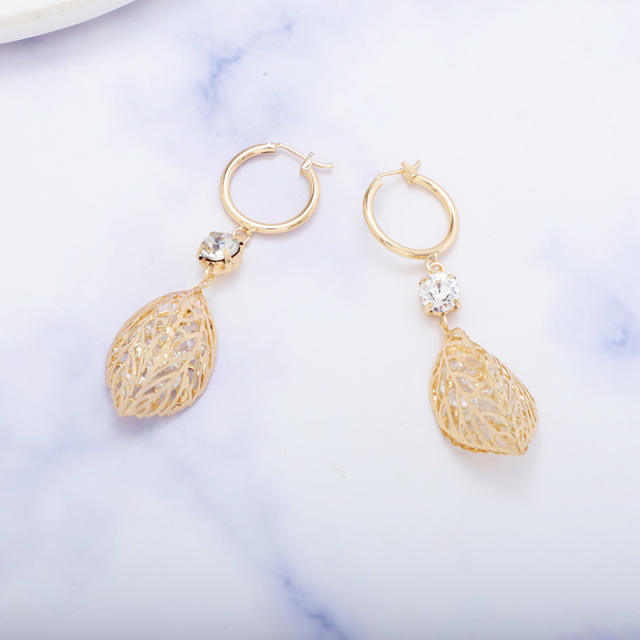 Boho hollow leaf dangle earrings