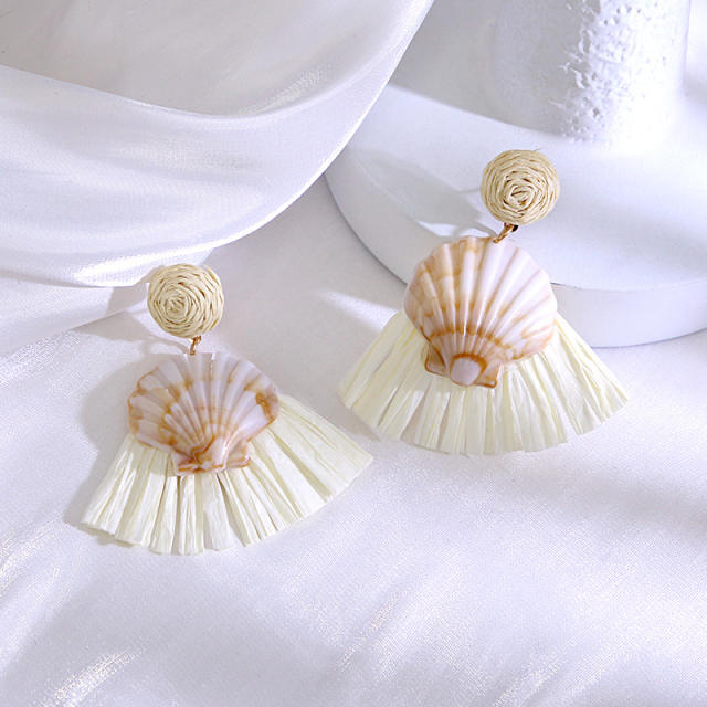 Boho fan shape shell earrings