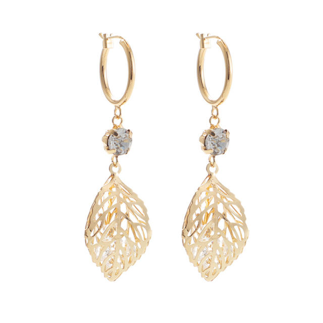 Boho hollow leaf dangle earrings