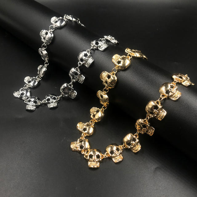 Creative punk trend skull head short necklace for women