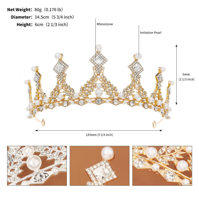 Korean fashion sweet pearl beads birthday crown