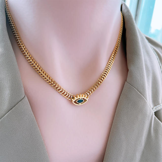 Creative evil eye stainless steel chain necklace bracelet