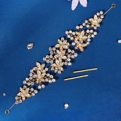 Korean fashion gold color diamond flower headband
