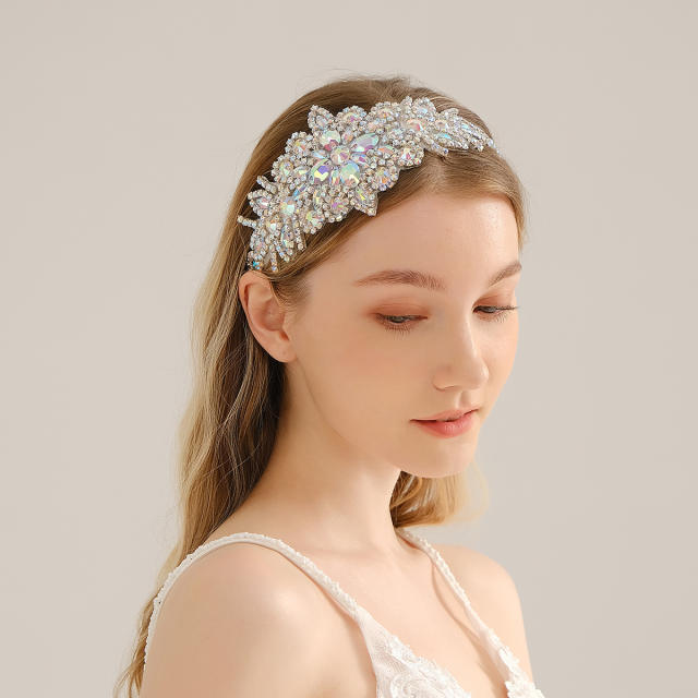 Handmade color cubic zircon elastic headband