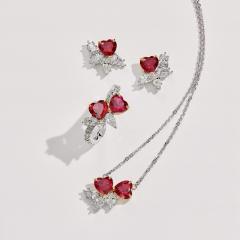 Luxury faux ruby statement jewelry set