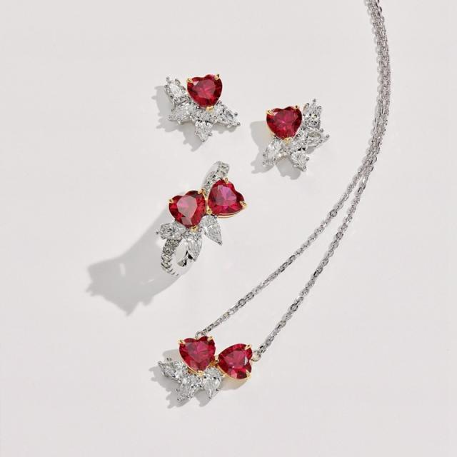Luxury faux ruby statement jewelry set