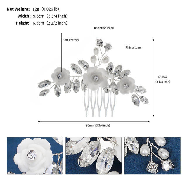 Occident fashion silver color flower bridal hair combs